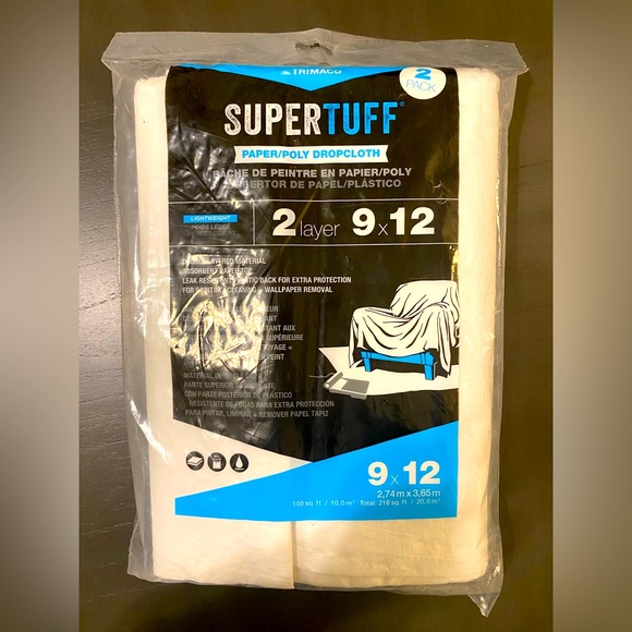 Trimaco 9x12 Lightweight Paper/Poly Dropcloth 2 Pack - Picture 1 of 2